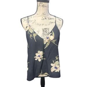Lush Black Floral Cami Tank Top - Size S